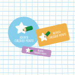 20 Stickers para útiles a prueba de agua PERSONALIZADO